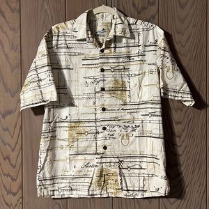 🌺Kahala Outrigger Print Aloha Shirt, Beige, Size S
